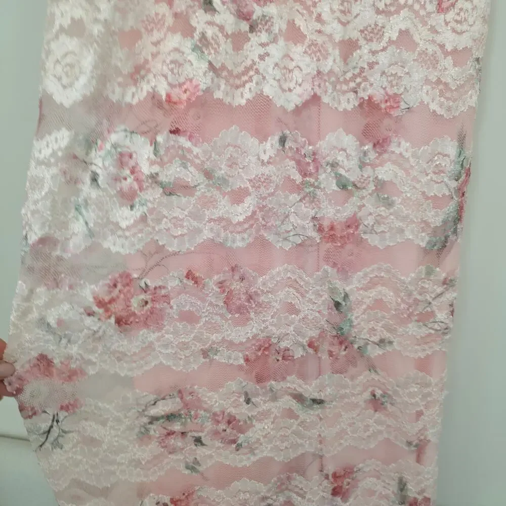 Dzo Harper Pink Floral Lace Cut out Romantic Ethereal Maxi Dress Sz Large NWT